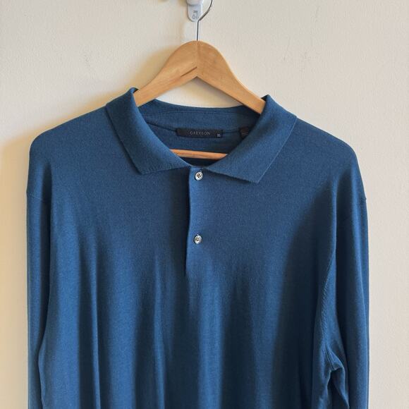 Greyson Wool Polo Sweater Men's XL Blue Golf Preppy Casual Lightweight Collar - Picture 1 of 10
